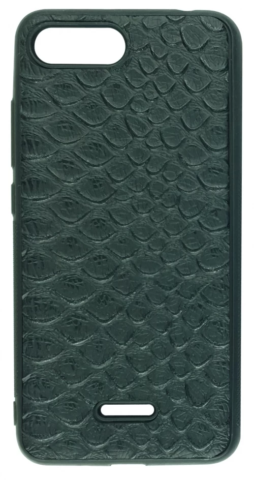 Накладка для Redmi 6A под крокодиловую кожу силикон, Чёрная
