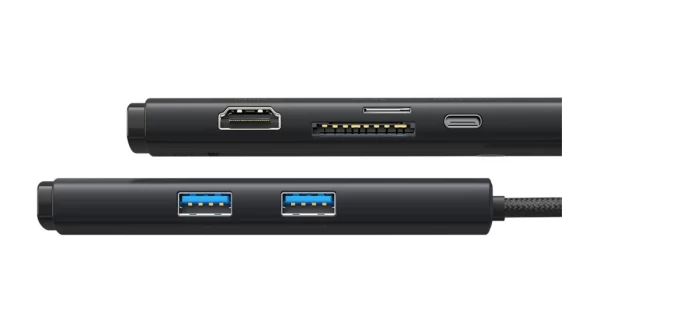 Разветвитель Baseus Lite Series 6-Port Type-C HUB Docking Station - Type-C to HDMI + USB3.0*2 + PD + SD/TF, Чёрный (WKQX050101)